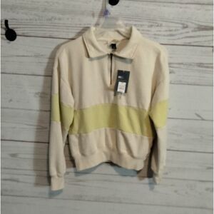Universal Thread Cream and Yellow Zip Up Sweater